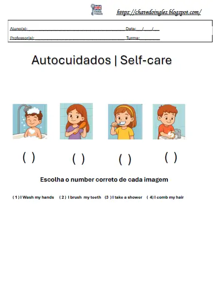 Plano de aula com vocabulário de autocuidados em inglês