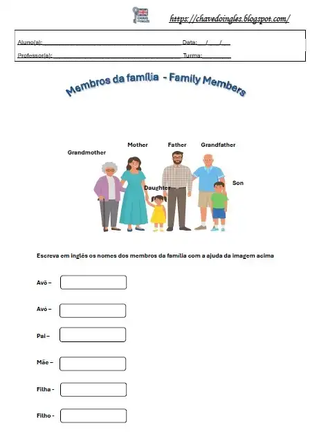 Plano de aula sobre membros da família em inglês