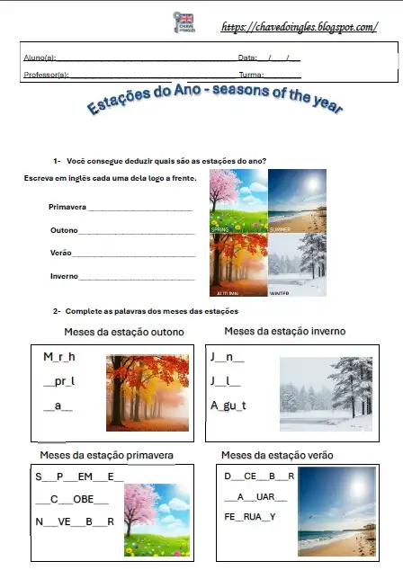 Plano de aula sobre estações do ano em inglês