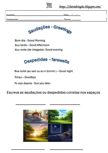 Plano de aula com saudações e despedidas em inglês