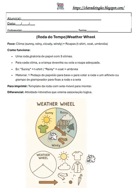Atividade de inglês para 1º ano