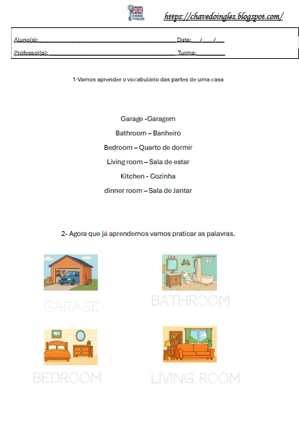 Atividade de inglês para 1º ano