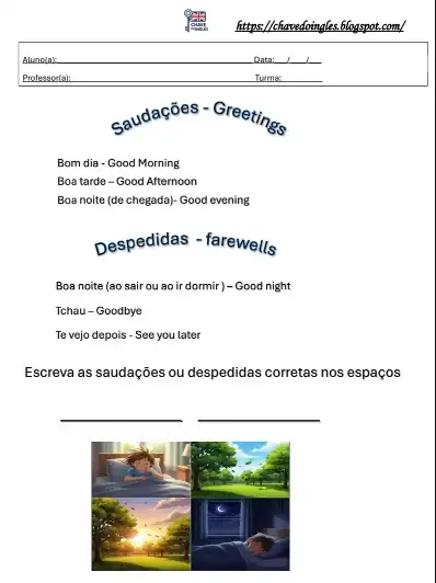 Atividades de Inglês para 3º Ano - 10 Atividades para Imprimir