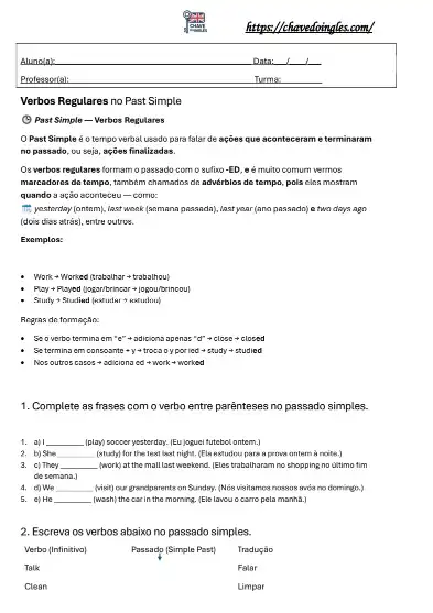 Atividades de Inglês para 9º Ano - Atividades para Imprimir