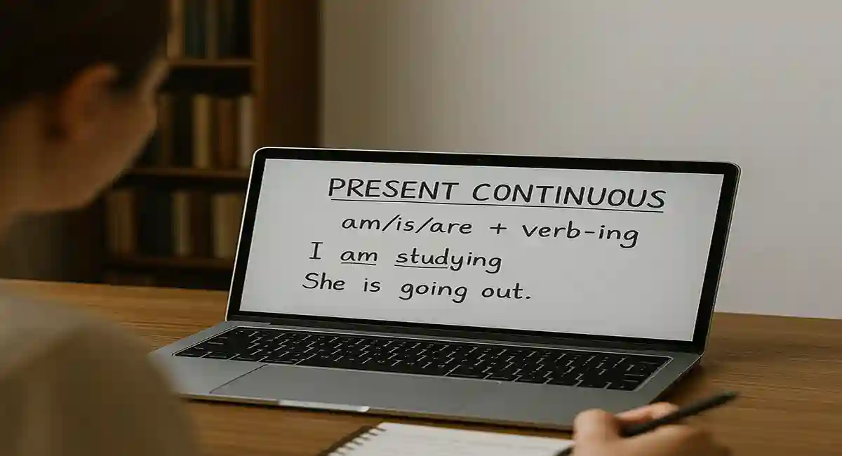 Aula de inglês sobre Present Continuous